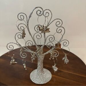 Pier 1 Imports 12 Days of Christmas Drink Charms with Glitter Tree Complete Set